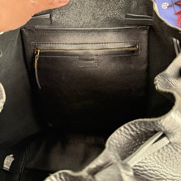 MADEWELL The Drawstring Transport Tote Saddle Bag Purse Black Leather Women's - Picture 16 of 16